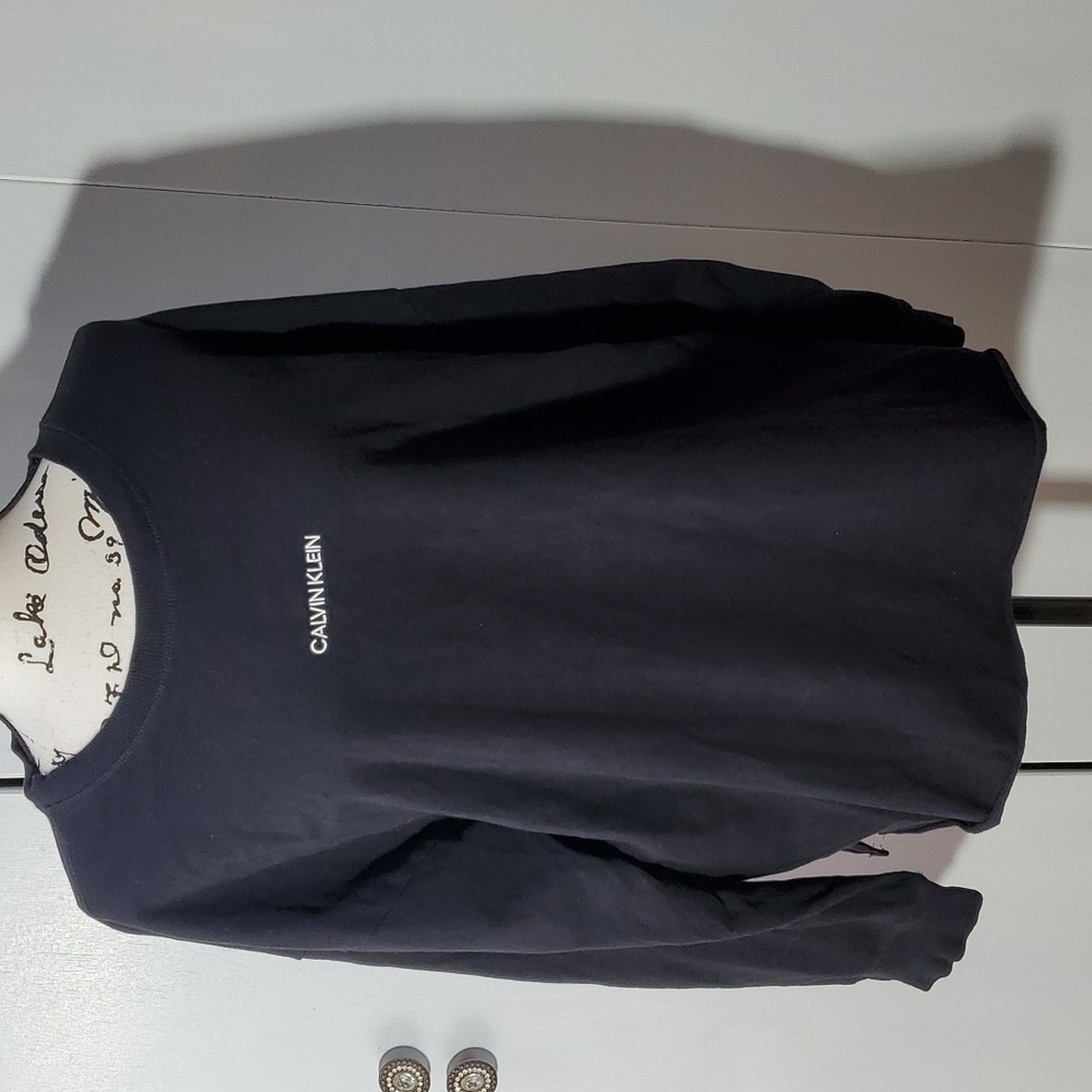 Calvin Klein- Womens Black Logo Sweatshirt Over-sized Sz.Large